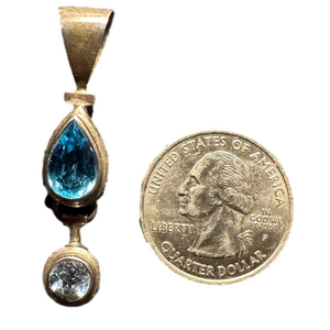 Unique 925 Sterling Hinged Pendant with Blue Gemstones